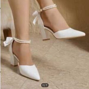 Elegant White Ankle Strap Heels